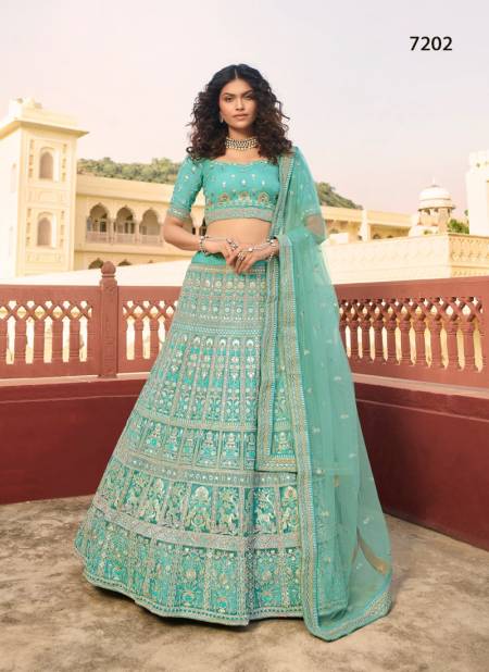 Sea Green Colour Heavy Wedding Wear Fancy Designer Latest Lehenga Collection 7202